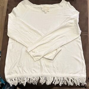 STS White Fringe Sweater